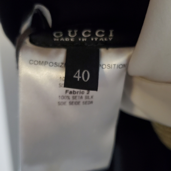 VINTAGE GUCCI Spring 2012 Drop Waist Dress Black White & Gold Size 40 - Picture 10 of 11